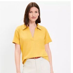 LOFT Mustard Yellow Polo-Style Popover SZ L